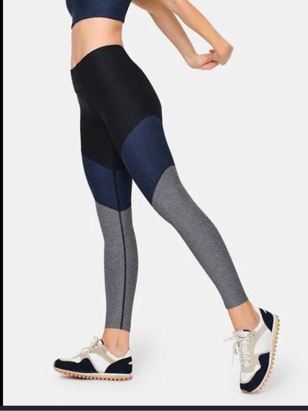 Outdoor Voices Colorblock High-Waist Leggings in Black, Navy & Gray